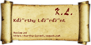 Kürthy Lóránt névjegykártya