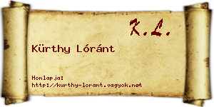 Kürthy Lóránt névjegykártya